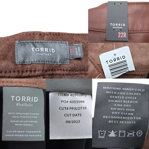 Torrid Womens Root Beer Brown Faux Leather Perfect Skinny Pants Size 22R NWT - Picture 4 of 4